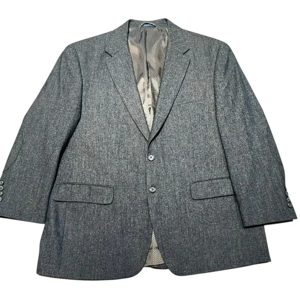 Ralph by Ralph Lauren Brown Tweed Wool Blend Two-Button Blazer Elbow Patches 44S